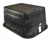 NDS Meter Box: Polyolefin, Rectangular, 12 in Overall Ht, 19 3/4 in Overall Wd, 26 in Overall Lg (MPN D1500-DISB). Key specifications — Brand: NDS; Material: Polyolefin; Color: Black.