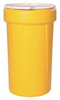 EAGLE Transport Drum: HDPE, 55 gal, Lever Lock Ring, Unlined/No Interior Coating, Plastic (MPN 1655). Key specifications — Drum Material: HDPE; Drum Head Type: Open Head; UN Rating Solids: 1H2/X80/S; UN Rating Liquids: 1H2/Y100/S; Interior Lining: Unlined/No Interior Coating; Drum Message Text: None; Closing Ring Material: Plastic; For Holding: Spill Containment and Cleanup of Hazardous Materials.