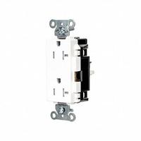 HUBBELL Receptacle: Decorator Duplex, 5-20, White, 125V AC, 20 A, 2 Pole / 3 Wire (MPN DR20STWTR)