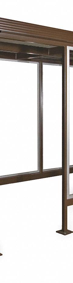 Smoking Shelter: Assembled, 4 Sides, 72 in x 120 in x 94 in, Steel, Brown (MPN SMK106 Style B). Key specifications — Brand: PORTA-KING; Frame Material: Steel; Finish: Two - Part Polyurethane.
