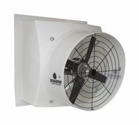 Agricultural Exhaust Fan: Direct Drive, 24 in Blade, 1/2 hp, Totally Enclosed Air Over, 5,585 cfm (MPN PFM244P12A). Key specifications — Nameplate Voltage: 115/230V AC; Motor Enclosure: Totally Enclosed Air Over; Brand: SCHAEFER; Frame Finish: Polished; Frame Material: Polyethylene.