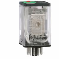 SCHNEIDER General Purpose Relay: Socket Mounted, 10 A Current Rating, 120V AC, 3PDT, B Socket (MPN 750XCXRM4L-120A). Key specifications — Brand: SCHNEIDER; Base Type: Octal; Mounting Style: Plug-In; Pin Shape: Round; Electrical Connection: 11-Pin Terminal; Manufacturer Part Number: 750XCXRM4L-120A; Operating Current: 5 A at 250V AC-1 (1 NC Resistive Load Conforming to IEC); Series: 750R Series.