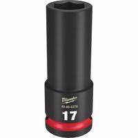 MILWAUKEE Deep Impact Socket: 1/2 in Drive Size, Metric, 17 mm Socket Size, 6-Point, Deep, Friction (MPN 49-66-6278). Key specifications — attr1215501: MILWAUKEE; attr1215515: Black Phosphate; attr1215518: 17 mm.