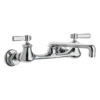 CHICAGO FAUCETS Straight Kitchen Faucet: 540, Cast Brass, Widespread, Wall, 2 Mounting Holes, Lever (MPN 540-LDE35XKABCP). Key specifications — Series: 540; Brand: CHICAGO FAUCETS.