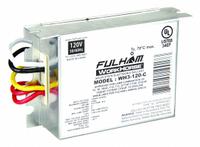 FULHAM Fluorescent Ballast: 120V AC, 1/2 Lamps Supported, 3 7/8 in Overall Lg, 1 1/2 in Overall Wd (MPN WH3-120-C). Key specifications — attr1125022: (1) F40T12U; attr239899: FULHAM; attr1125144: 2.