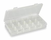 WESTWARD Compartment Box: 5 in x 9 in x 1 3/8 in, Clear, Not Electrostatic Discharge Conductive (MPN 2HFR3). Key specifications — ESD Conductive: Not Electrostatic Discharge Conductive; Color: Clear; Brand: WESTWARD; Material: Plastic.