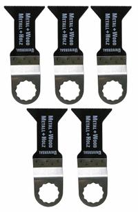 FEIN Oscillating Tool Blade: 1 3/4 in Blade Wd, 2 3/8 in Overall Lg, Flush Cutting, Bi-Metal, 5 PK (MPN 63502148029). Key specifications — attr1097473: Aluminum; attr1097476: FEIN; attr1097456: Flush Cutting.
