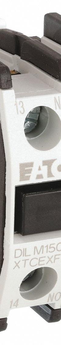 EATON Auxiliary Contact: 1NO/1NC, 16 A Max Current (AC), Front Mount, Front-Mounted, XTCEXFBG11. Key specifications — Frame Size: D; Brand: EATON; Compatible with Series: XTRE Control Relays.