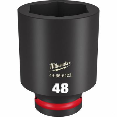 MILWAUKEE Deep Impact Socket: 3/4 in Drive Size, Metric, 48 mm Socket Size, 6-Point - 3/4" Drive Impact Sockets