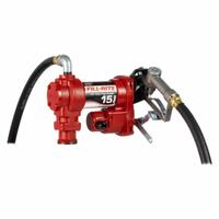 FILL-RITE Electric Drum Pump: 15 gpm Max. Flow Rate, 115 V AC, 1/6 hp HP, Pump with Hose & Nozzle (MPN FR610H). Key specifications — Brand: FILL-RITE; Rated Voltage: 115 V AC; Discharge Hose Size: 1-1/8" x 12'; Nozzle Type: Manual.