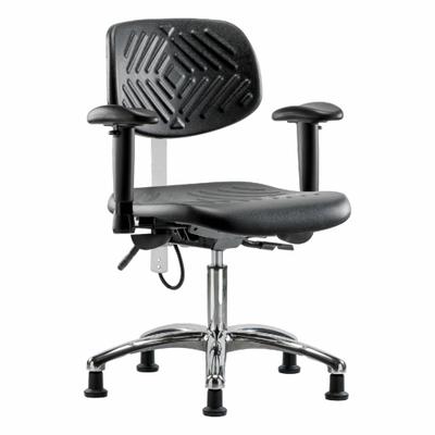 APPROVED VENDOR Chair: Polyurethane, Arms Included, Ht Range 17 1/2 in to 22 3/4 in, 16 in Seat Wd - Polyurethane ESD & Cleanroom Chairs