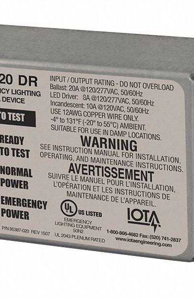 IOTA ENGINEERING Generator Transfer Device: Fluorescent/LED - Generator Transfer Devices for Emergency Ballasts & Drivers