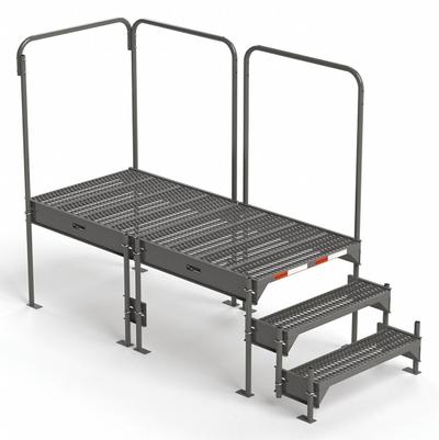 EGA Work Platform: 2.3 ft Platform Ht - Max, 34.6 in x 76.8 in, Steel - Configurable Single-Access Platforms