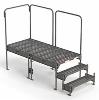 EGA Work Platform: 2.3 ft Platform Ht - Max, 34.6 in x 76.8 in, Steel, 500 lb Load Capacity (MPN CW4-27-3-6). Key specifications — Folding: Not Foldable; Mobility: Stationary; Use Location: Indoor; Brand: EGA; Color: Gray; Exit Direction: Left; Height Adjustability: Adjustable Height; Includes Handrails: Handrails Included.
