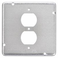 RACO Electrical Box Cover: 2 Gangs, Open, For Square Box Shape, Galvanized Steel, 9/16 in Overall Dp (MPN 972). Key specifications — Brand: RACO; For Box Shape: Square; Material: Galvanized Steel; Cover Design: Open.