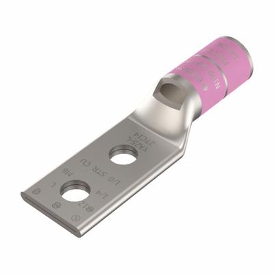 BURNDY Compression Lug: For 1/0 AWG, Stranded Wire, 1/2 in Stud Size, Std - Two-Hole Compression Lugs