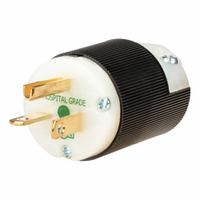 HUBBELL Straight Blade Plug: Hospital Grade, 5-20P, 125V AC, 20 A, 2 Pole, 3 Blade, Black/White (MPN HBL8315CST)