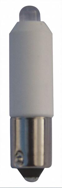 EATON Compact LED Bulb: LED, Miniature Bayonet (BA9s), (T) Tubular, T3-1/4, 24V AC/DC, 0.5 W Watt (MPN HT8LEDWF3). Key specifications — Light Color: White; Voltage: 24V AC/DC; Brand: EATON; Bulb Shape: T3-1/4.