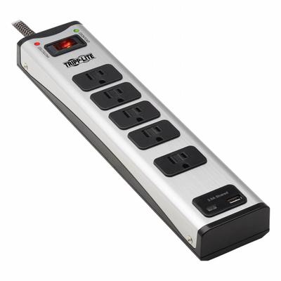 TRIPP LITE Outlet Strip: 5 Outlets, 6 ft Cord Lg, 2,100 J Rated Energy, 15 A Current - Industrial Surge Protectors