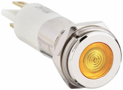 APPROVED VENDOR Flush Panel Light: 10 mm Panel Mounting Hole Dia, LED, Yellow, Flush Head - LED Indicator Pilot Lights