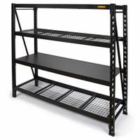 DEWALT Bulk Storage Rack: Standalone, Medium-Duty, 77 in x 24 in x 72 in, Wood, 4 Shelves (MPN DXST10000BLK). Key specifications — attr34632: Wood; attr34624: DEWALT; attr54762: Wood.