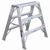 WERNER Step Stool: 3 Steps, 3 ft Overall Ht, 300 lb Load Cap, Aluminum, 11 in Standing Ht (MPN TW373-30). Key specifications — Brand: WERNER; Color: Silver.