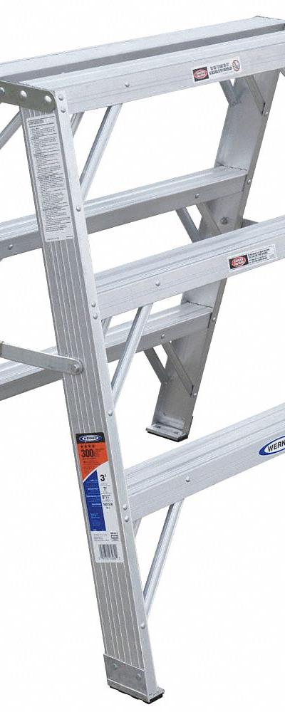 WERNER Step Stool: 3 Steps - Dual-Side Access Folding Step Stools