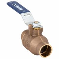 NIBCO Manual Two-Way Ball Valve: 1 1/4 in, Bronze, Straight, Sweat x Sweat, Full Port, Two-Piece (MPN S58570 1-1/4). Key specifications — Brand: NIBCO; Handle: Lever.