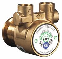 FLUID-O-TECH Rotary Vane Pump: Direct Drive, Low-Lead Brass Body, 3/8" NPT, 40 gph Max. Flow (MPN PA 100). Key specifications — Vane Material: Carbon; NSF 169 Listed: Yes; Brand: FLUID-O-TECH; Strainer: Not Included; Ports: 3/8" NPT; Relief Valve Type: Not Included.