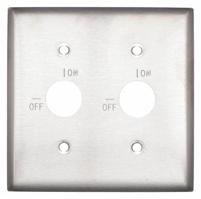 HUBBELL Wall Plate: Barrel Key, 2 Gang, Silver - General Purpose Wall Plates