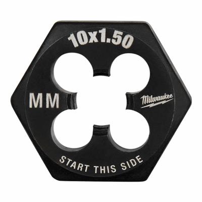 MILWAUKEE Hex Threading Die: M10x1.5 Metric, 1 in Hex Wd, Black Oxide Carbon Steel (MPN 49-57-5352) - Solid Hex Rethreading Dies