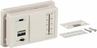 DAYTON Low Voltage Thermostat: Cool Only, G/R/Terminal Designations, Auto-On, On-Off, On-Off/Auto-On (MPN 4PU46). Key specifications — Application: Cool Only; Temperature Differential: 2 to 3°F; Voltage: 20 to 30V AC; Terminal Designations: G; System Settings: On-Off; Temperature Control Range: 50° to 90°F; Shape: Rectangle; Brand: DAYTON.
