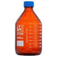 GLOBE SCIENTIFIC Media Bottle: 2 L, Screw-On, GL45, 160 mm, Amber, Closure Included, Wide Mouth Size (MPN 8112000). Key specifications — Closure Type: Screw-On; Mouth Size: Wide; Screw Closure Size: GL45; Brand: GLOBE SCIENTIFIC; Body Color: Amber.