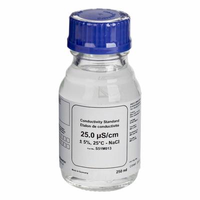 HACH Conductivity Standard Solution: 250 mL Volume, Liquid, 25 µS/cm, Glass - Conductivity Standards