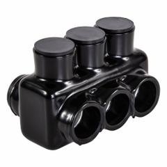 POLARIS Multitap Connector: 3 Port, Double-Sided Entry, 6 AWG – 3/0 AWG Wire Size, Black (MPN IPLD3/0-3B). Key specifications — Body Material: Aluminum; Brand: POLARIS.