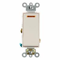 LEVITON Wall Switch: Rocker Switch, Single Pole, Maintained, Light Almond, 120V AC, 20 A (MPN 5631-2T). Key specifications — Illuminated: Yes.