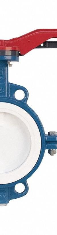 GHIBSON Butterfly Valve: 2 1/2 in Pipe Size, Concentric, 250 psi Max. Pressure (CWP), Wafer, PTFE (MPN 550P-2-1/2). Key specifications — Brand: GHIBSON; Handle Type: Lever; Disc Material: Stainless Steel.