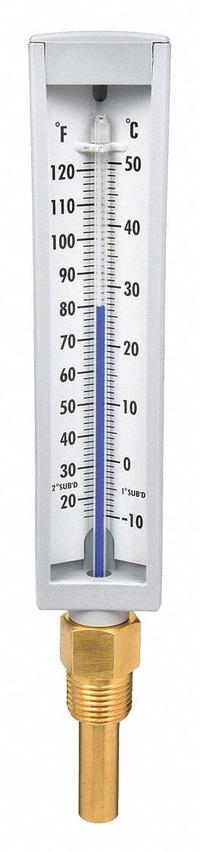 APPROVED VENDOR Compact Industrial Thermometer: 20°F to 120°F /-10°C to 50°C, +/-1% Accuracy (MPN 4PRT8). Key specifications — Thermometer Thread Type: NPT; Accuracy: +/-1%; Brand: APPROVED VENDOR.