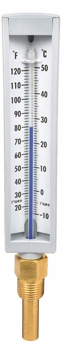 APPROVED VENDOR Compact Industrial Thermometer: 20°F to 120°F /-10°C to 50°C, +/-1% Accuracy (MPN 4PRT8). Key specifications — Thermometer Thread Type: NPT; Accuracy: +/-1%; Brand: APPROVED VENDOR.