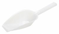 Scoop: Non-Sterile, HDPE, 65 mL Capacity - mL, 2 1/4 fl oz Capacity - oz, 18.42 cm Overall Lg, White (MPN 606065). Key specifications — Standards: FDA Grade Material; Color: White; Product Type: Scoop; Brand: APPROVED VENDOR.