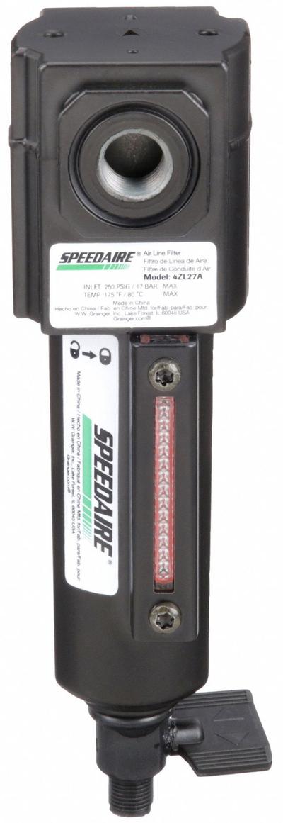 SPEEDAIRE Compressed Air Filter: Particulate, 1/4 in NPT, 5 micron, 55 cfm - Speedaire FRL Air Filters