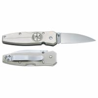 KLEIN TOOLS Pocket Knife: 2 1/2 in Blade Lg, 3 1/2 in Closed Lg, 6 1/4 in Overall Lg, Aluminum (MPN 44001). Key specifications — attr307537: Aluminum; attr307538: Yes; attr324882: KLEIN TOOLS.