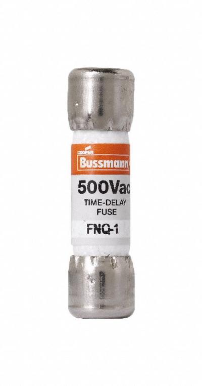 BUSSMANN Fuse: FNQ Series, Midget, Time-Delay, 1 A, 500 V AC, 13/32 in x 1 1/2 in - Time-Delay Cylindrical Fuses