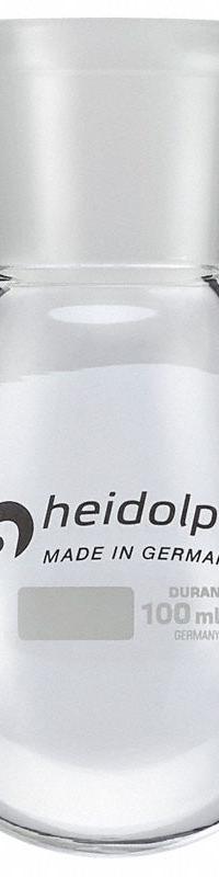 HEIDOLPH Rotary Evaporator Glassware: 100 mL, Colorless, Round, 24/40 Compatible with Stopper Size (MPN 036302290). Key specifications — Shape: Round; Body Color: Colorless; Brand: HEIDOLPH; Compatible with Stopper Size: 24/40.