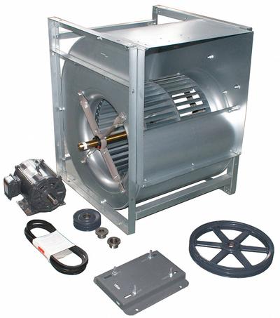 Dayton Blower: 20 in Wheel Dia, Belt Drive, Includes Drive Pack, 7 1/2 hp, 208-230/460V AC - Belt-Drive Blowers with Drive