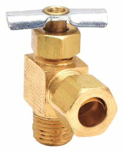 WEATHERHEAD Needle Valve: Angle Valve Body, Brass, 1/4 in Pipe Size, Compression x MIP - Brass Angle-Body Needle Valves