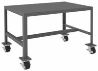 DURHAM MFG Work Table: Fixed Ht, Steel, 36 in x 24 in, 2,000 lb Overall Load Capacity (MPN MTM243624-2K195). Key specifications — Unit Type: Not Expandable or Modular; Assembly: Fully Assembled; Wheel Material: Phenolic; Frame Material Finish: Powder Coated; Mobility: Casters; Height Adjustability: Fixed Height; Caster Type: (4) Swivel Locking; Frame Construction: Welded Only.
