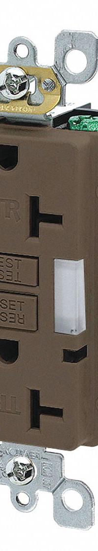 LEVITON GFCI Receptacle: Hospital Grade, Decorator Duplex, 5-20R, Brown, GFCI, 125V AC, 20 A (MPN GFNL2-HG)