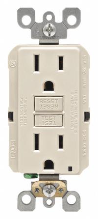 LEVITON GFI Receptacle: Decorator Duplex, 5-15, Light Almond, GFCI, 125V AC, 15 A, 2 Pole / 3 Wire (MPN GFNT1-T)