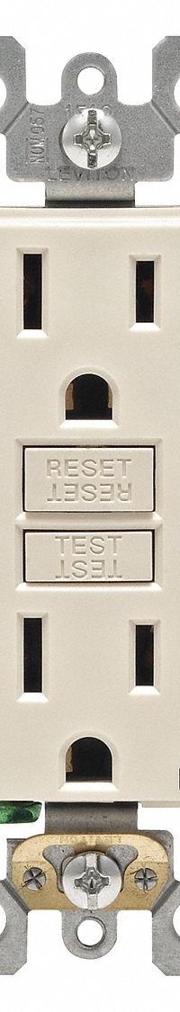 LEVITON GFI Receptacle: Decorator Duplex, 5-15, Light Almond, GFCI, 125V AC, 15 A, 2 Pole / 3 Wire (MPN GFNT1-T)